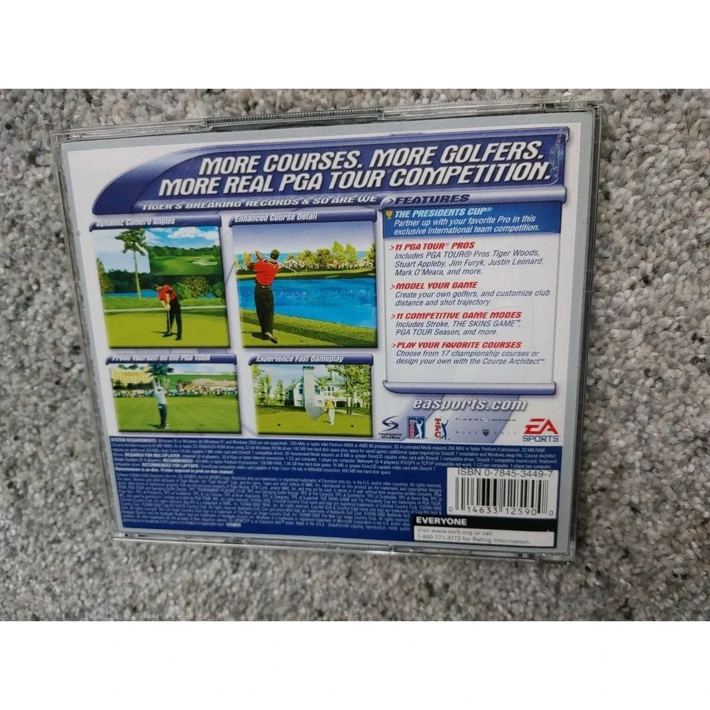 Vintage Tiger Woods PGA Tour 2001 PC CD ROM Game EA Sports 2 Disc Works